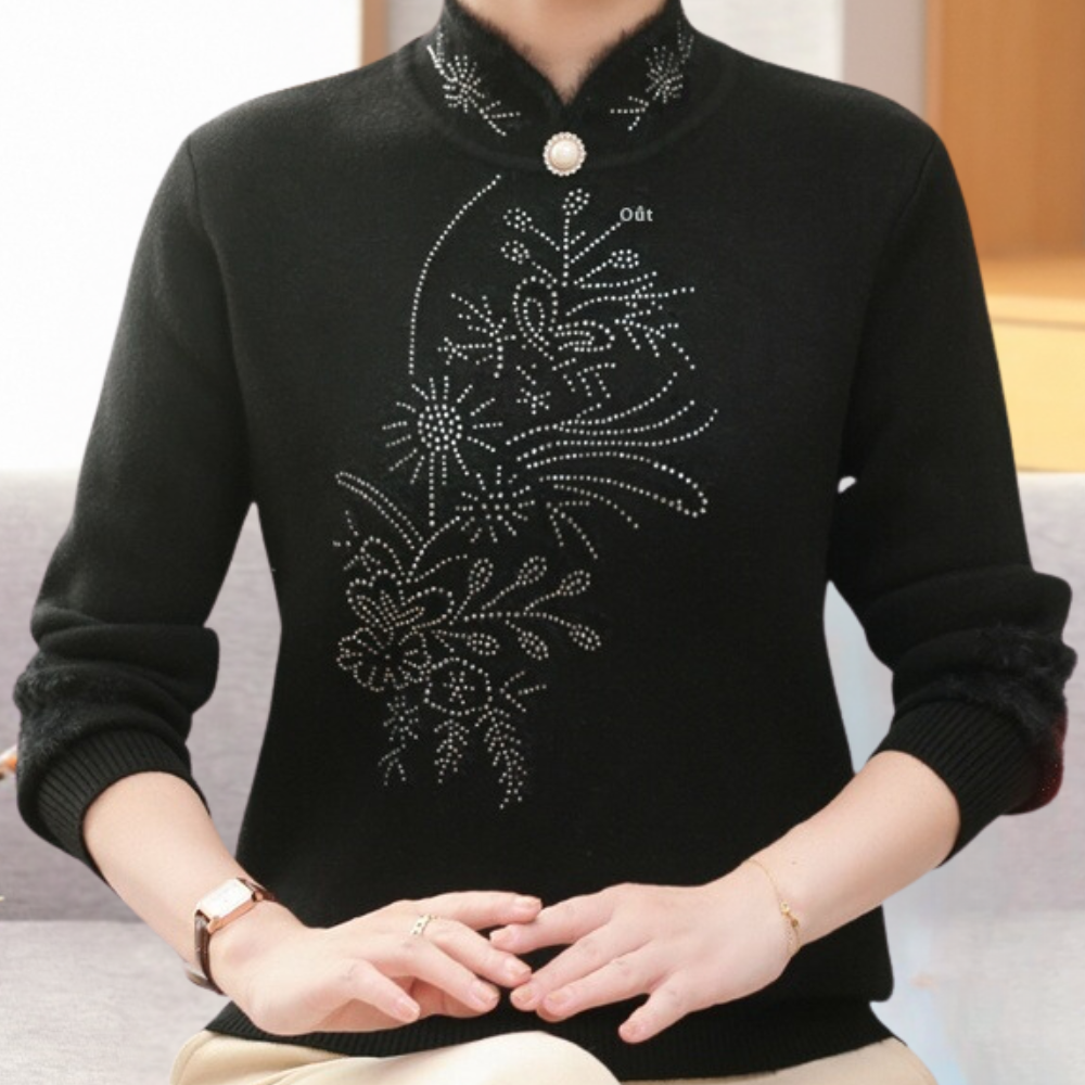 Maglione Ricamato con Collo Alto | Caldo | Elegante e Raffinato
