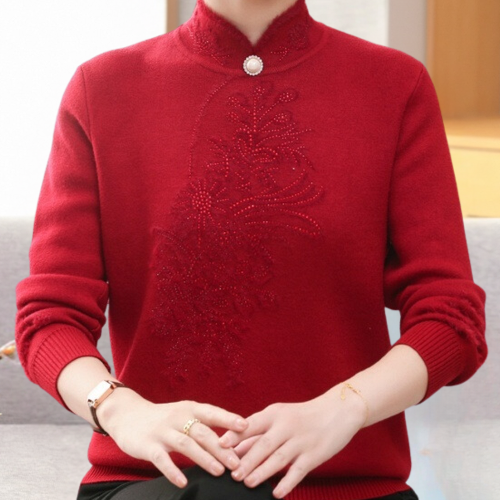 Maglione Ricamato con Collo Alto | Caldo | Elegante e Raffinato