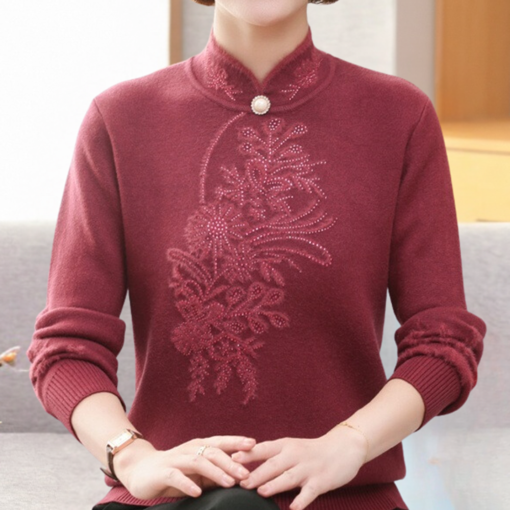 Maglione Ricamato con Collo Alto | Caldo | Elegante e Raffinato