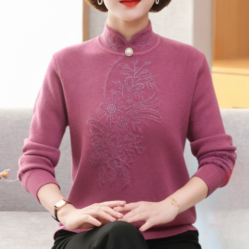 Maglione Ricamato con Collo Alto | Caldo | Elegante e Raffinato