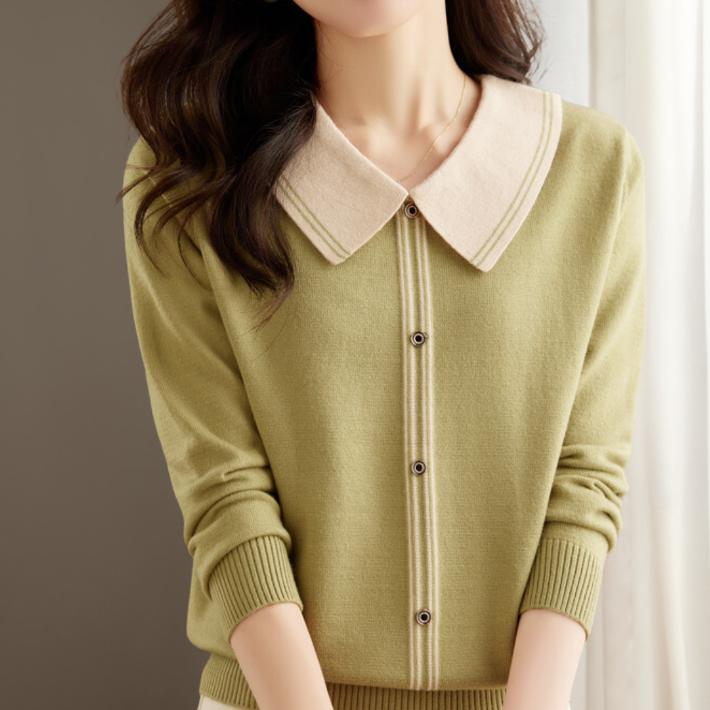 Maglione con Colletto a Contrasto e Zip | Morbido | Elegante e Versatile