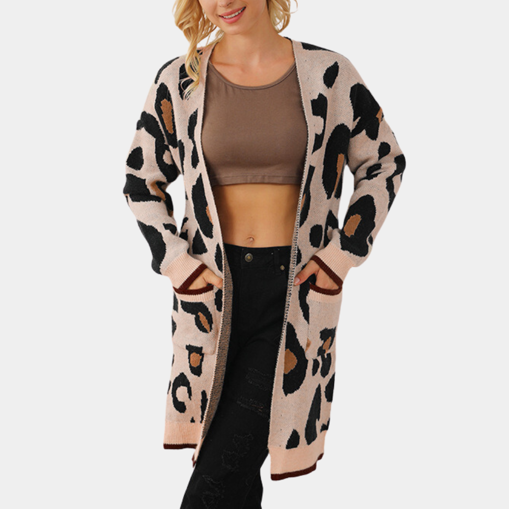 Cardigan Lungo Animalier | Morbido | Trendy e Confortevole