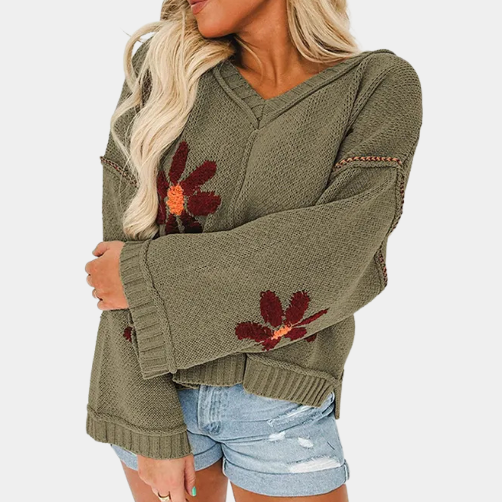 Maglione con Fiori in Rilievo | Morbido | Boho e Femminile