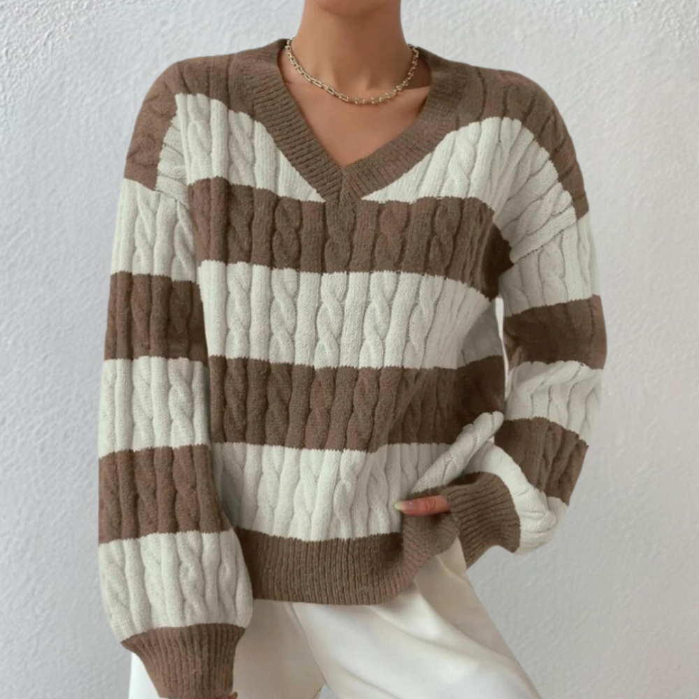 Maglione a Righe con Trecce | Morbido | Elegante e Versatile