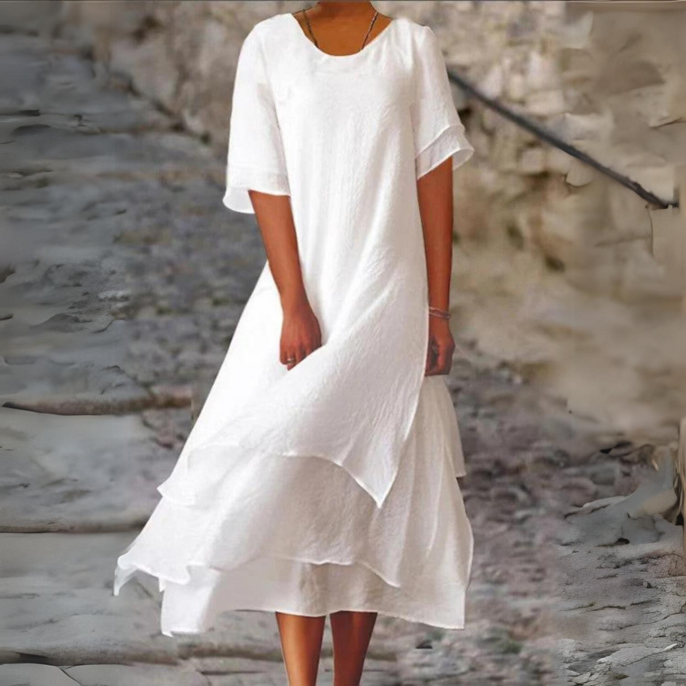 Abito Estivo Midi in Cotone | Leggero a Balze | Comodo ed Elegante