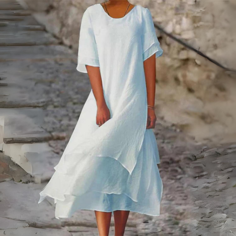Abito Estivo Midi in Cotone | Leggero a Balze | Comodo ed Elegante