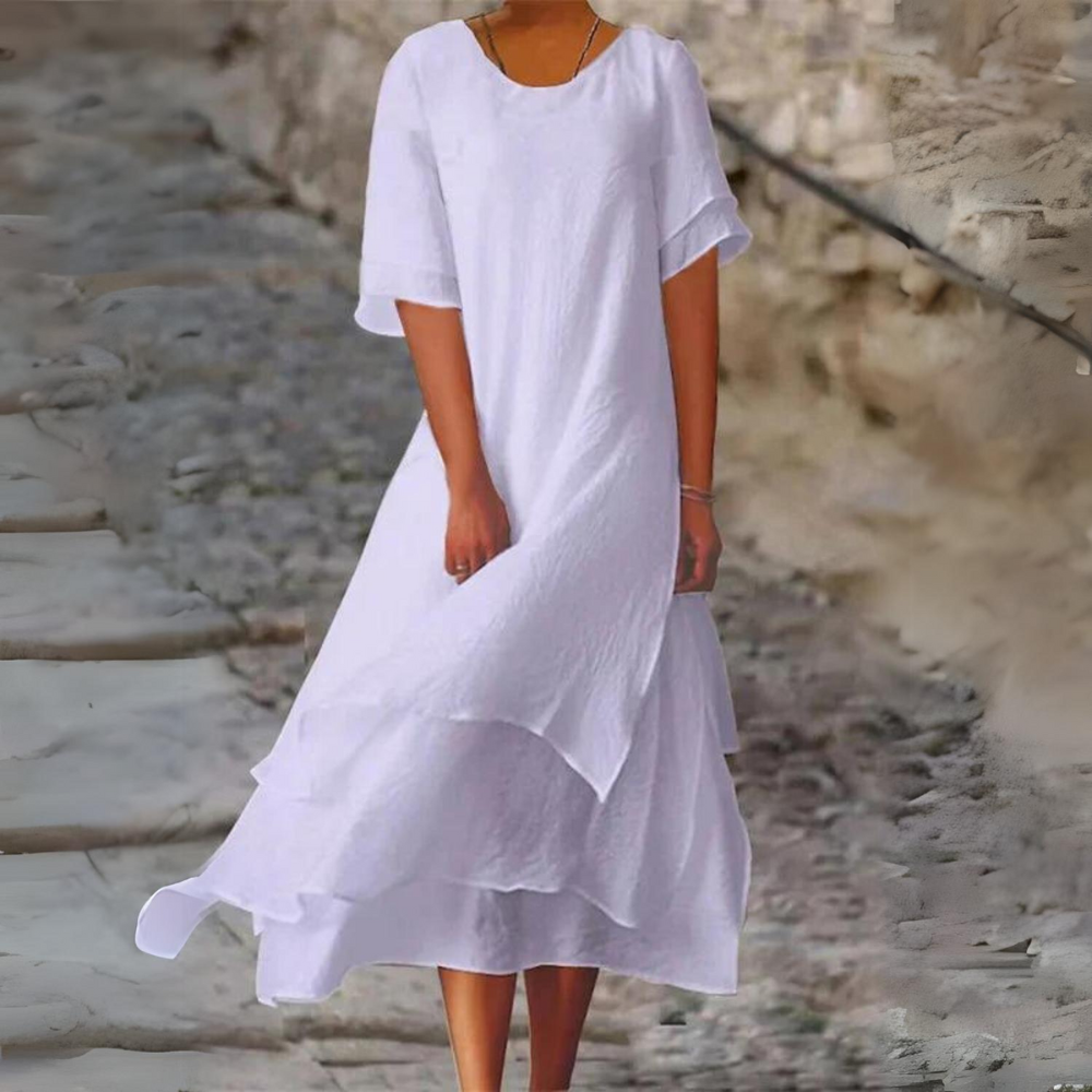 Abito Estivo Midi in Cotone | Leggero a Balze | Comodo ed Elegante
