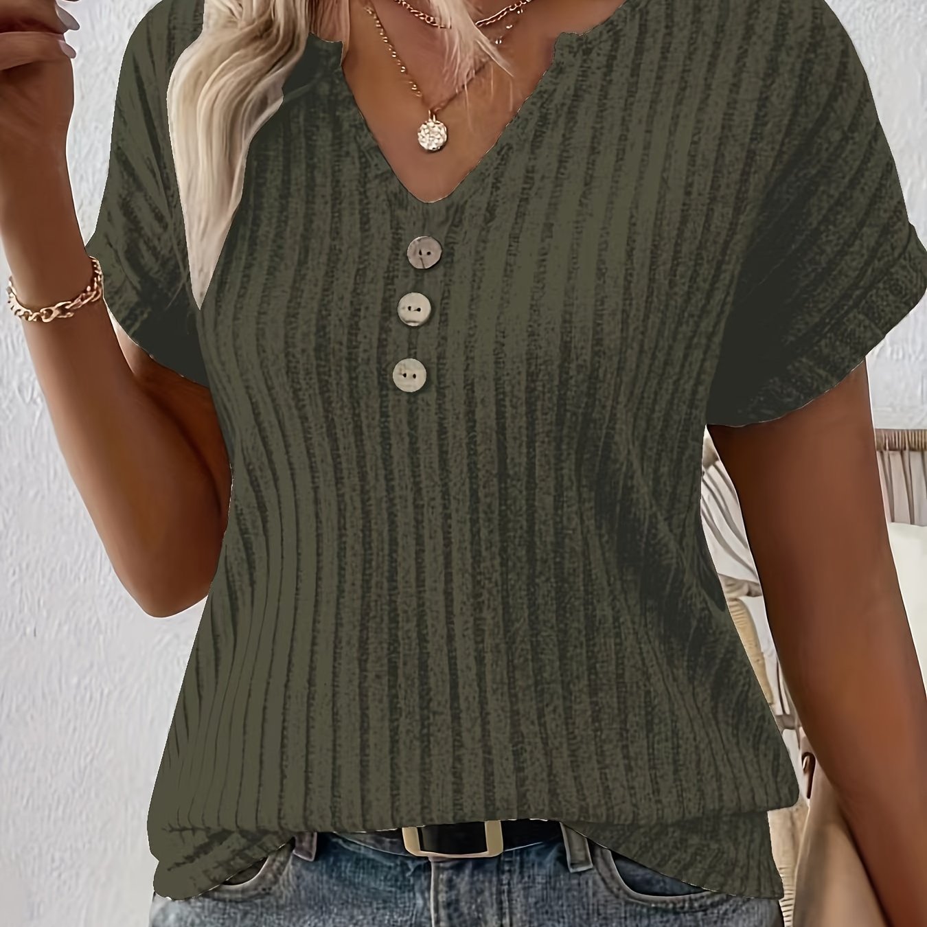 Maglia a Coste | Scollo a V | Casual ed Elegante
