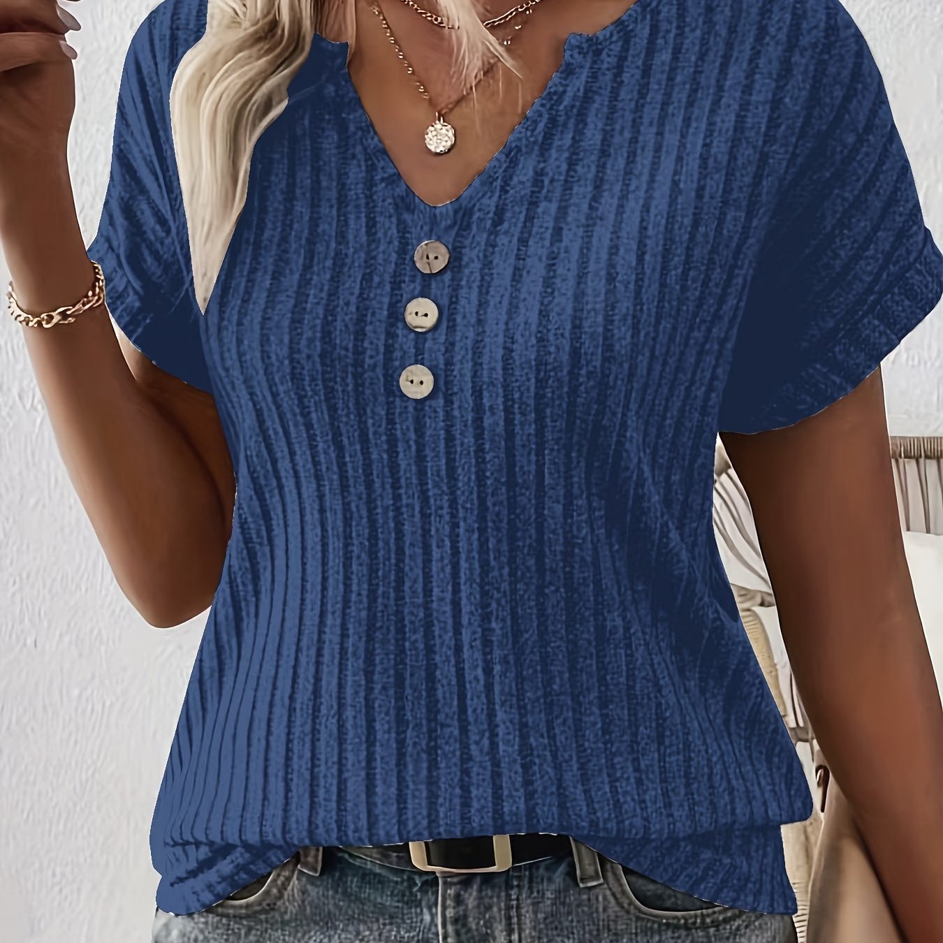 Maglia a Coste | Scollo a V | Casual ed Elegante