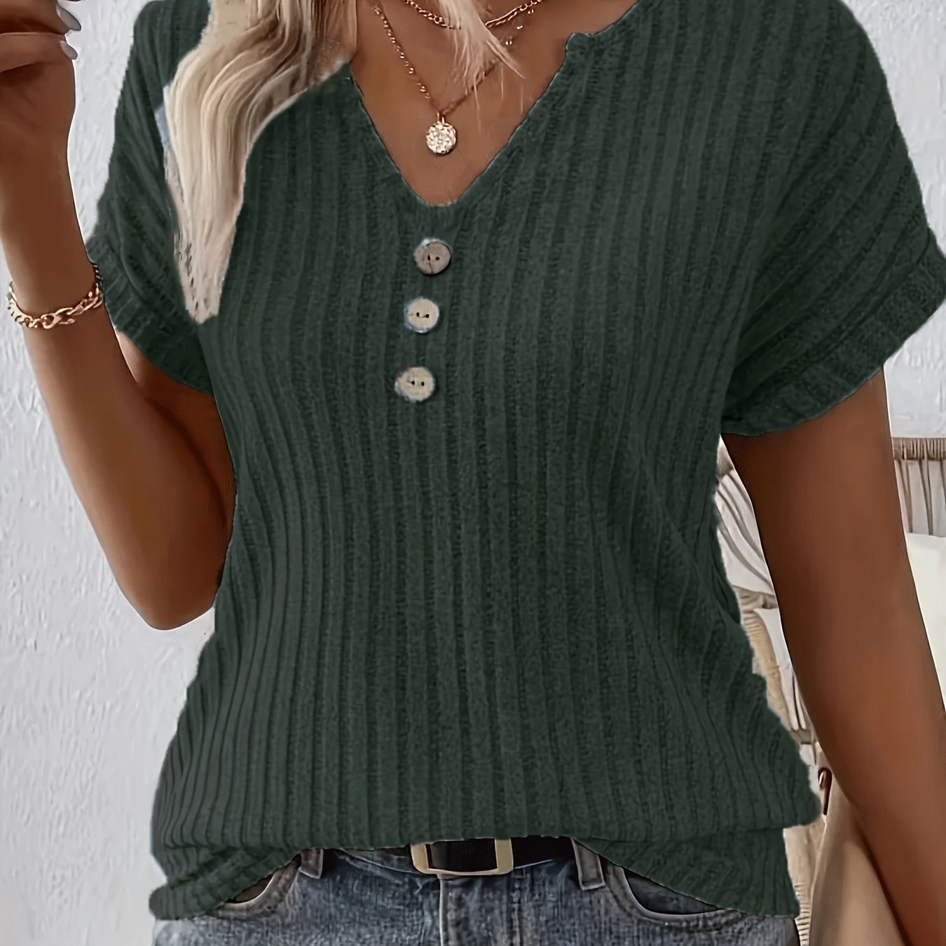Maglia a Coste | Scollo a V | Casual ed Elegante