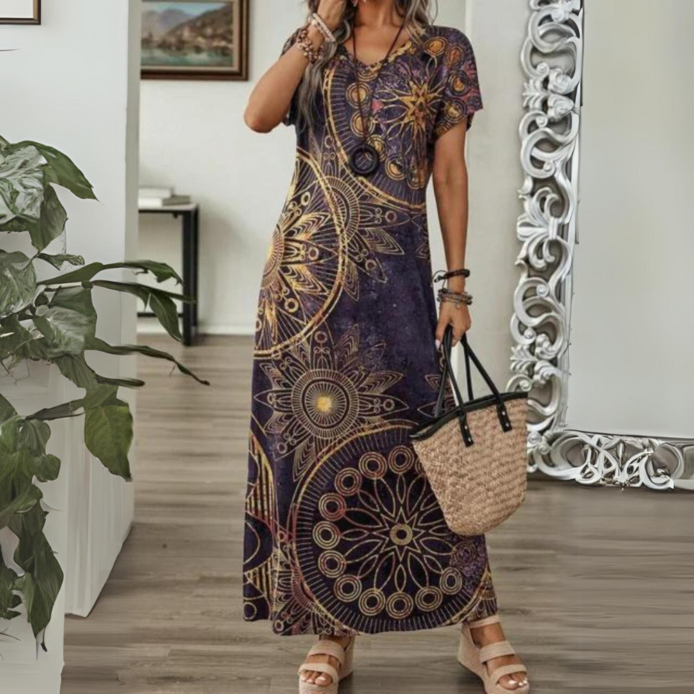 Maxi Dress Boho Mandala | Abito Estivo Lungo | Stile Etno Chic