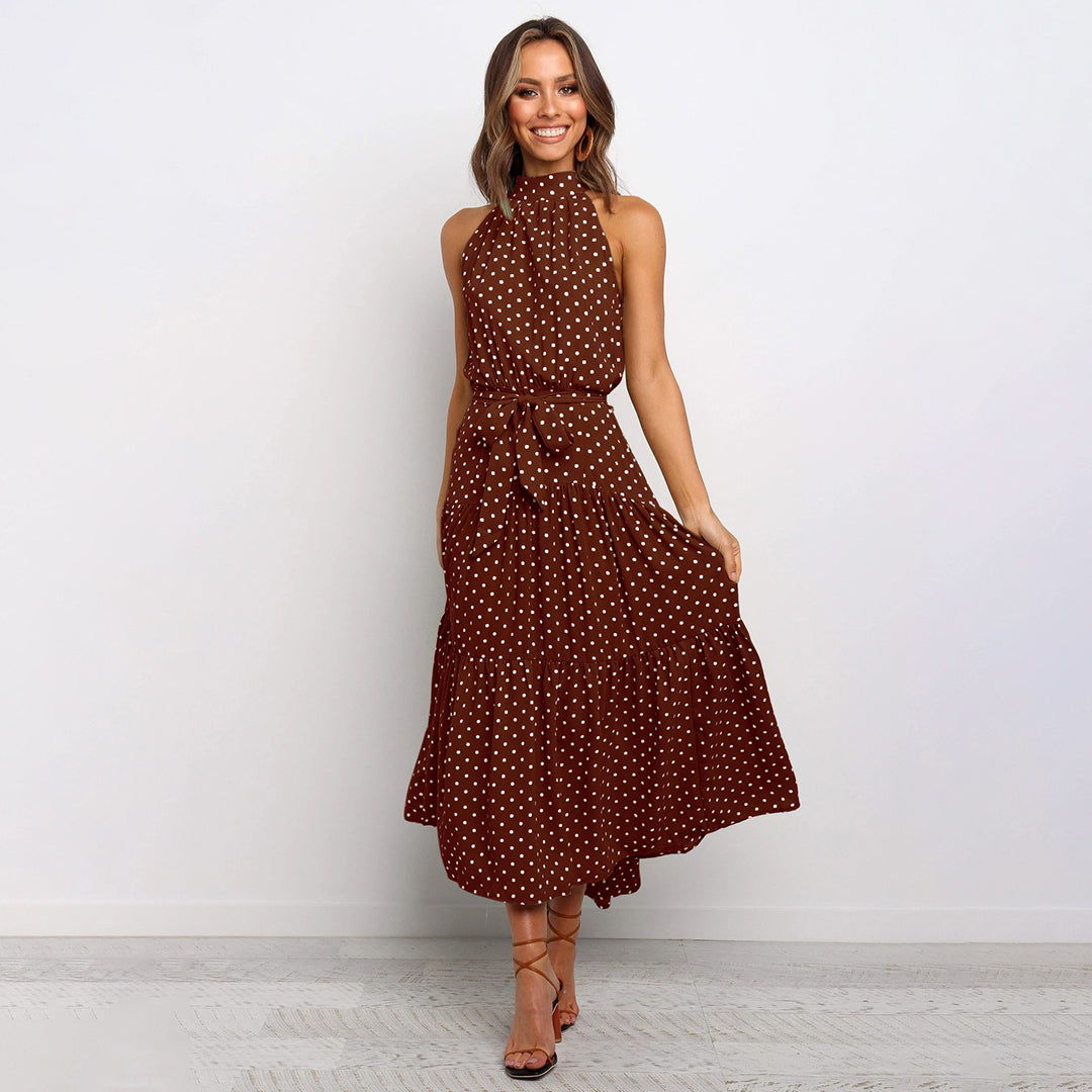 Abito Midi Senza Maniche con Pois | Tessuto Leggero | Elegante e Giocoso