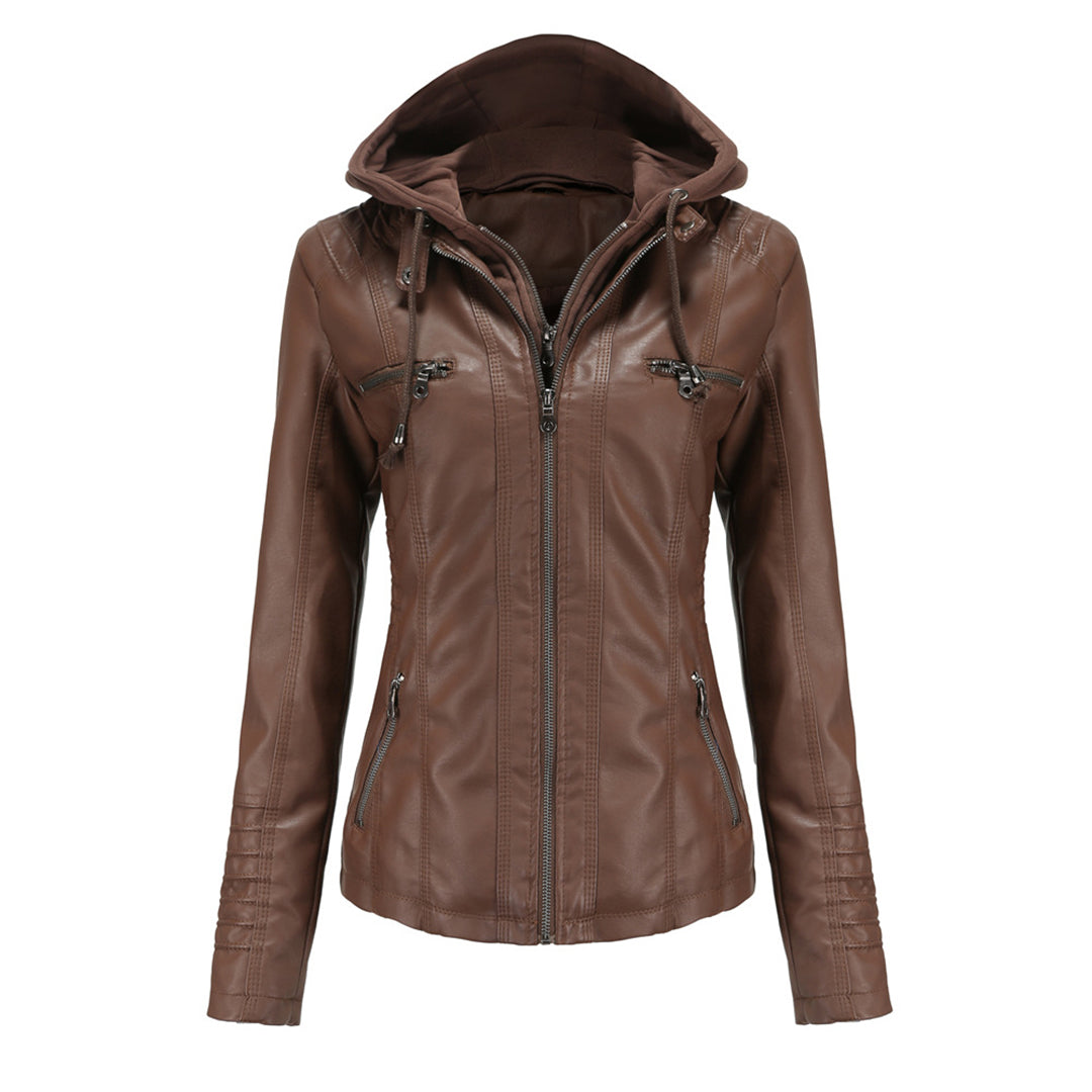 Giacca in Ecopelle con Cappuccio | Casual Chic | Perfetta per la Mezza Stagione