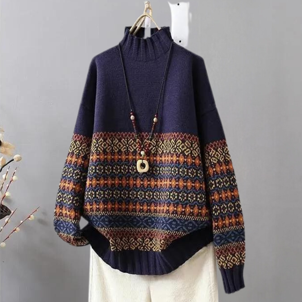 Maglione a Collo Alto con Motivo Nordico | Caldo | Elegante e Cozy