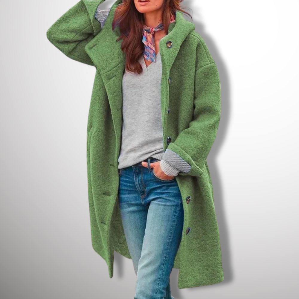 Cappotto Lungo Donna | Lana Sintetica | Taglio Classico con Bottoni