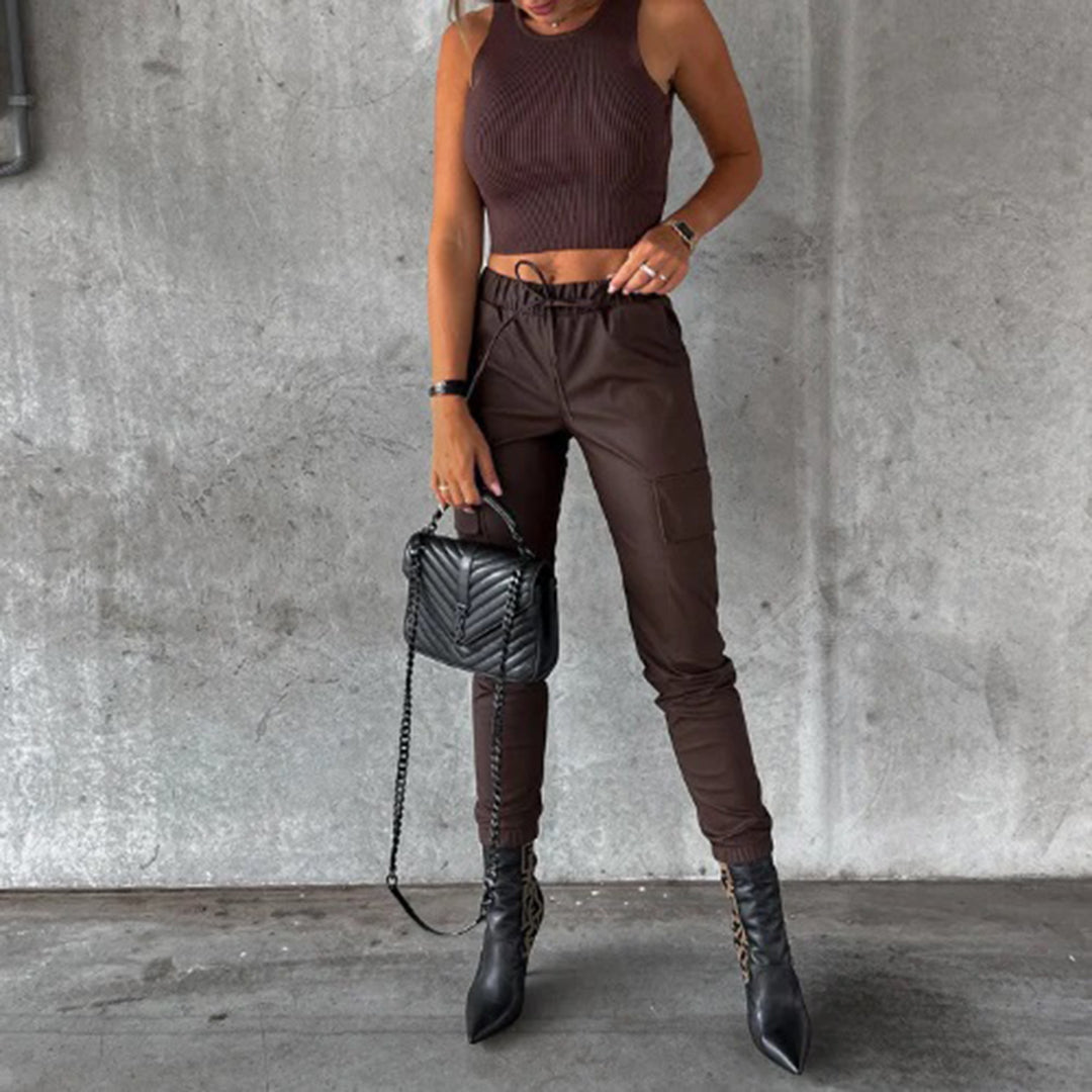 Pantaloni in Pelle a Vita Alta | Design Elegante | Stile Versatile