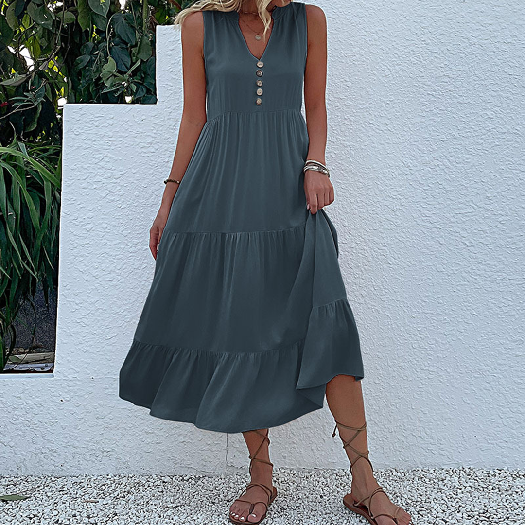 Abito Lungo Boho con Bottoni | Casual | Fresco & Versatile