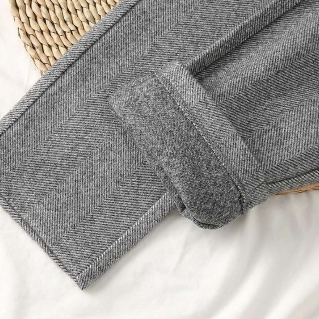 Pantaloni Donna Invernali | Misto Lana Felpato | Taglio Dritto Elegante