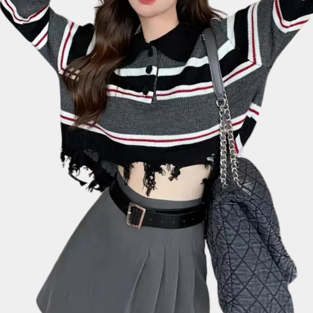 Maglione Cropped | Orlo Sfrangiato | Stile Urban Trendy