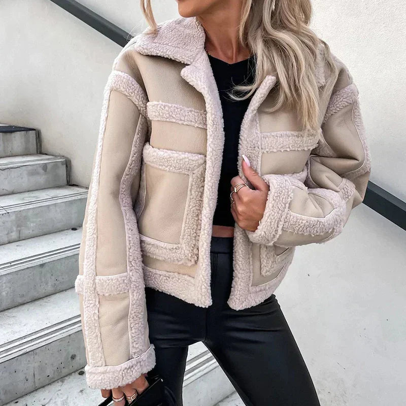 Giacca in Ecopelle con Dettagli in Shearling | Stile Urbano & Caldo | Perfetta per Look Trendy