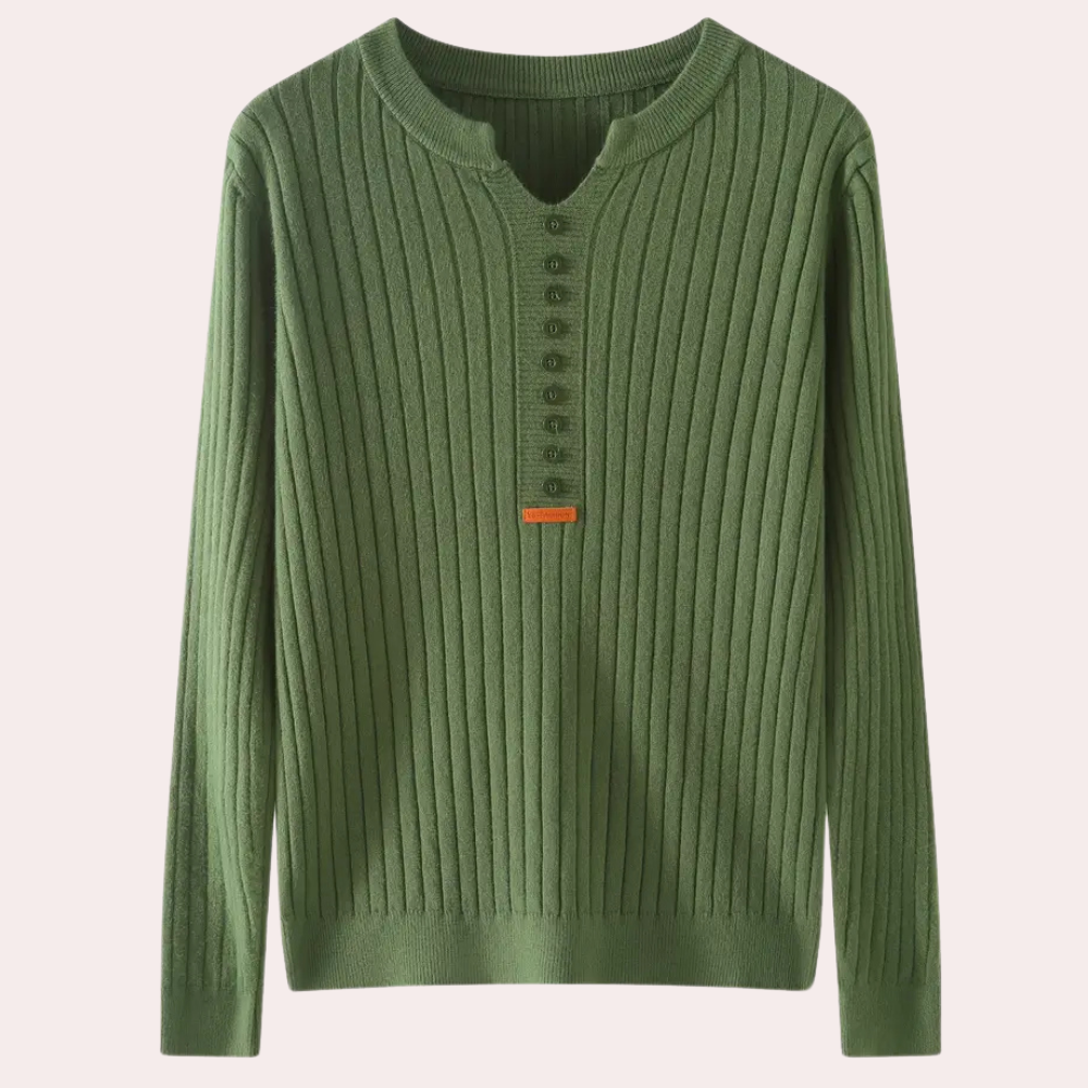 Maglione Donna | Lavorazione a Coste | Scollo a V con Bottoni