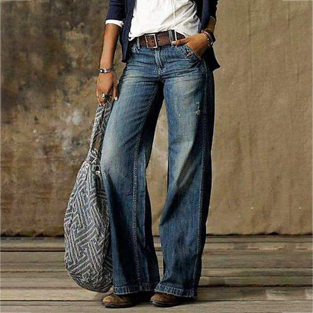 Jeans a Gamba Larga Retrò | Denim | Uscite Casual