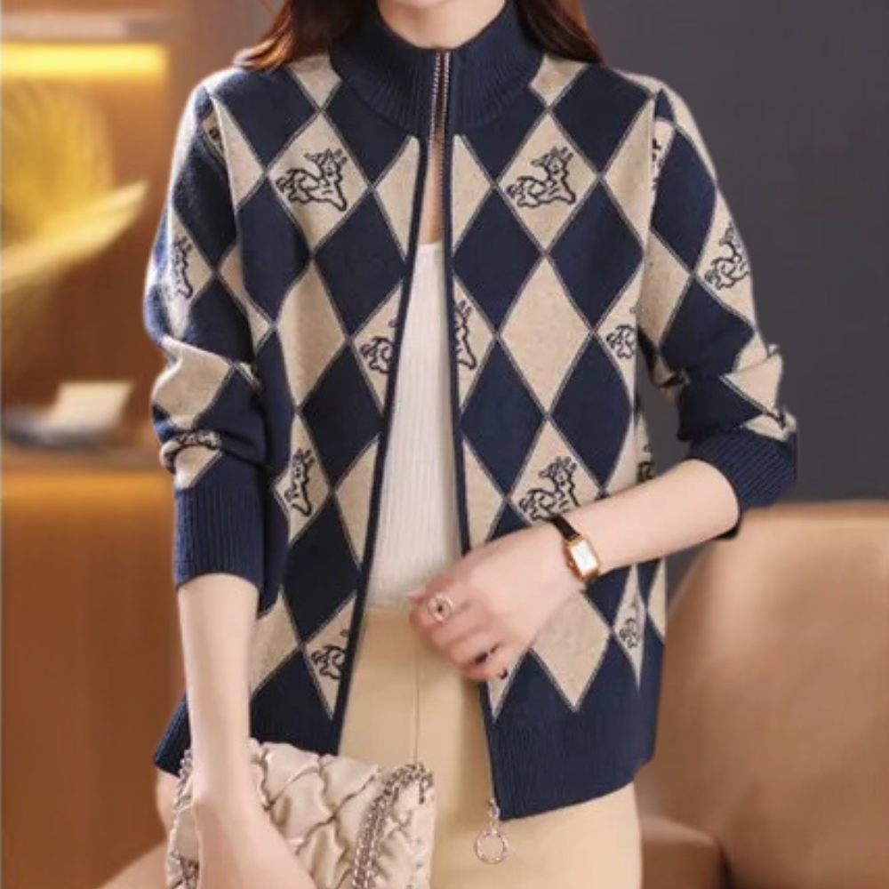 Cardigan Donna | Motivo a Rombi | Elegante e Confortevole