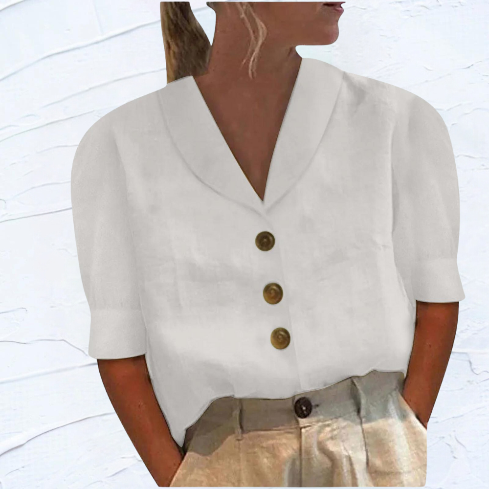 Camicia in Lino Donna | Maniche Corte | Traspirante e Leggera