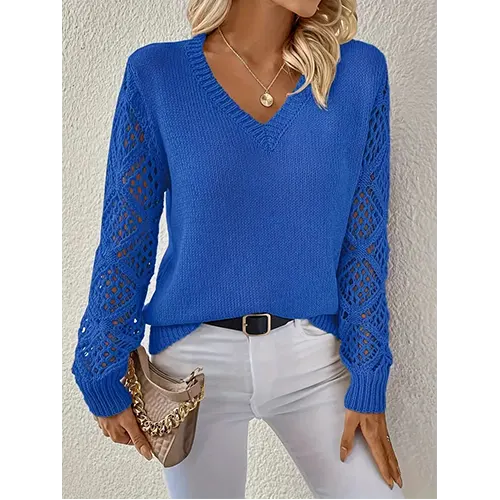 Maglione con Maniche in Pizzo | Scollo a V | Elegante e Femminile