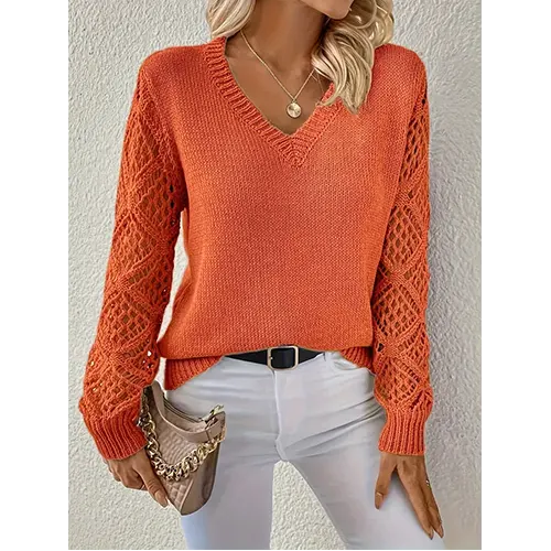 Maglione con Maniche in Pizzo | Scollo a V | Elegante e Femminile