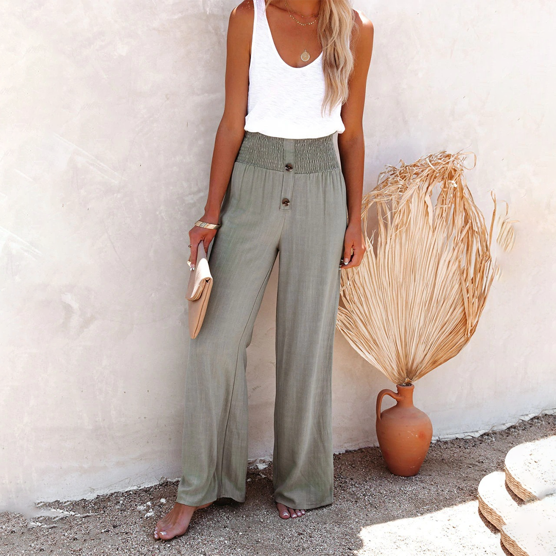 Pantaloni Palazzo in Lino | Vita Alta | Stile Boho-Chic