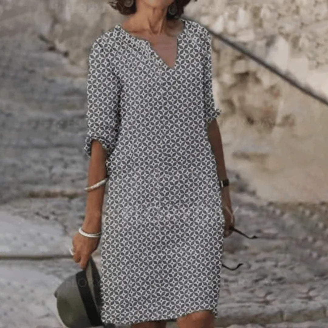 Abito Midi Casual | Fresco & Comodo | Stampa Geometrica