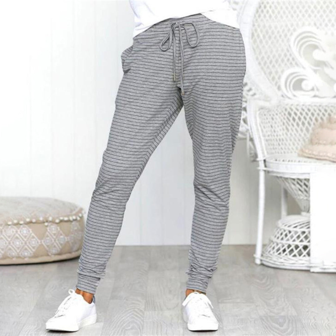 Jogger Donna a Righe | Cotone Stretch | Coulisse Regolabile