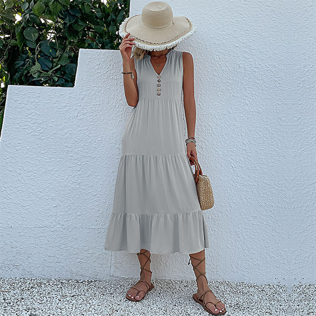 Abito Lungo Boho con Bottoni | Casual | Fresco & Versatile