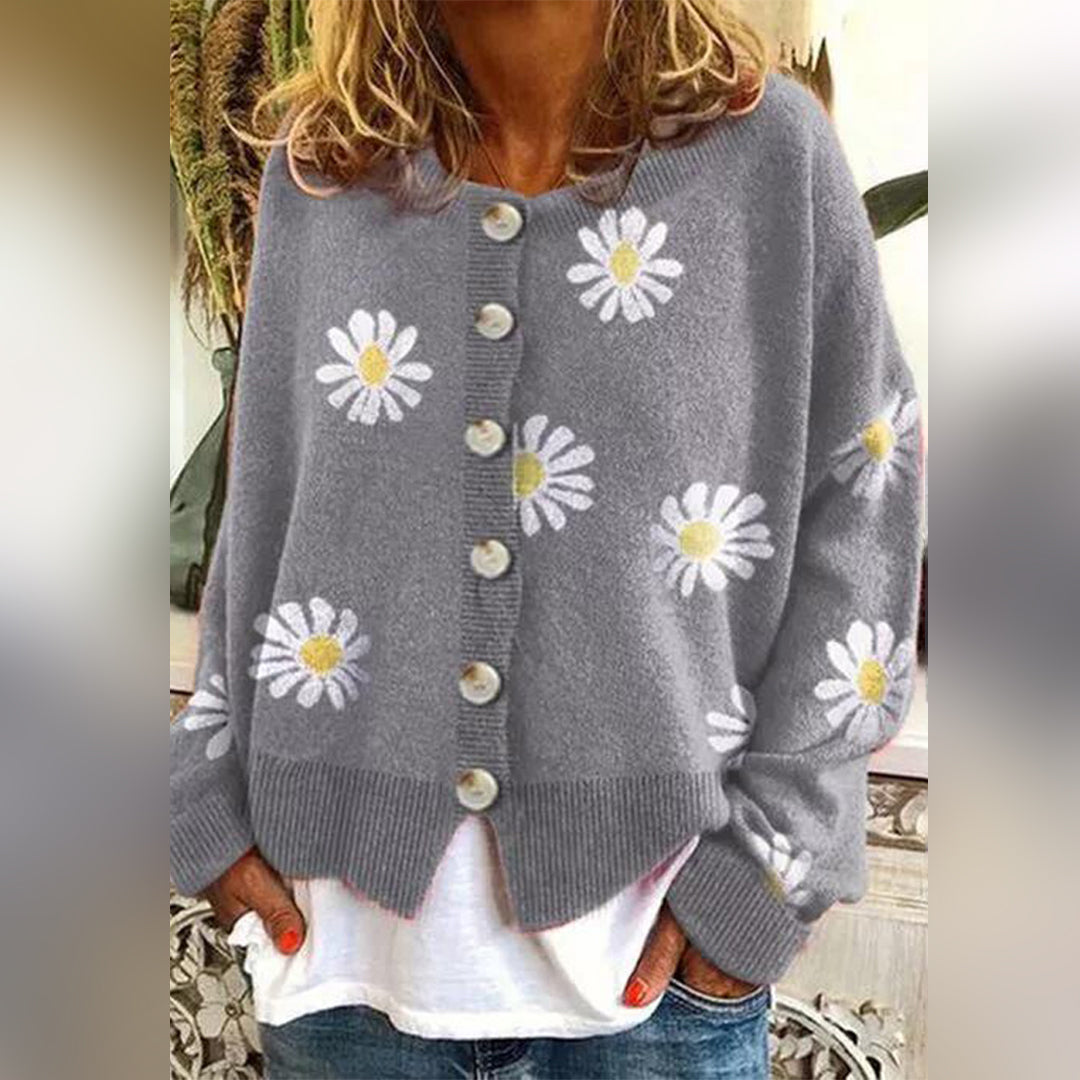 Cardigan con Margherite | Misto Cotone | Morbido e Primaverile