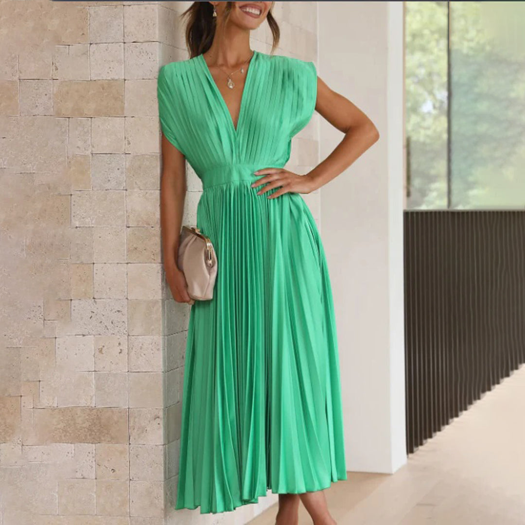 Abito Lungo Plissettato | Satinato | Elegante da Cerimonia