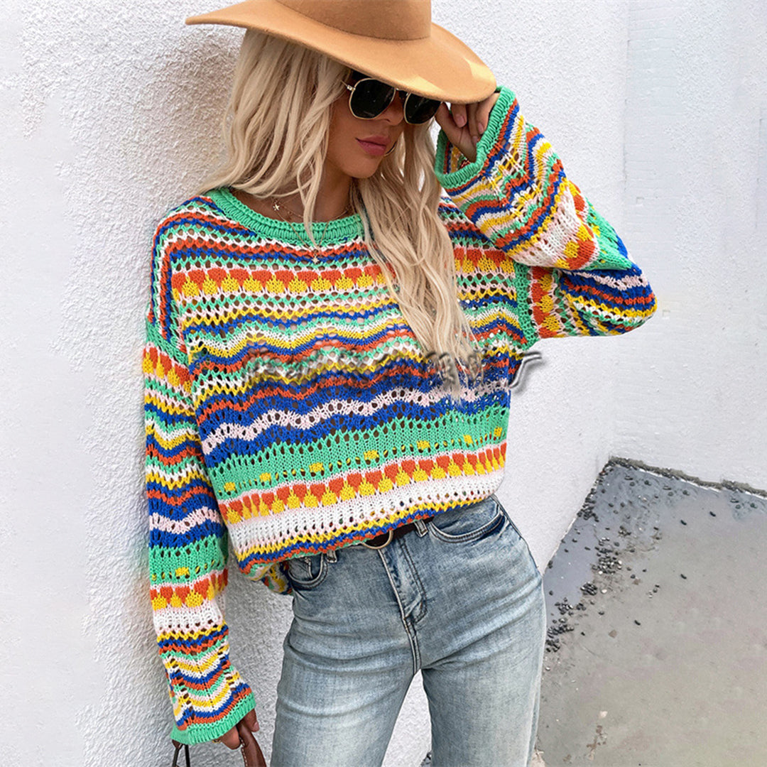 Maglione Multicolore a Maglia | Misto Cotone | Vivace e Confortevole