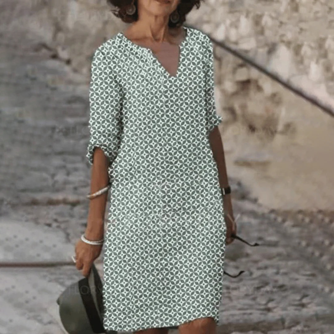 Abito Midi Casual | Fresco & Comodo | Stampa Geometrica