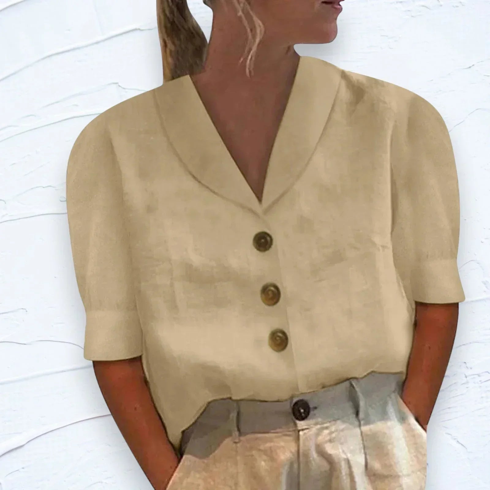 Camicia in Lino Donna | Maniche Corte | Traspirante e Leggera