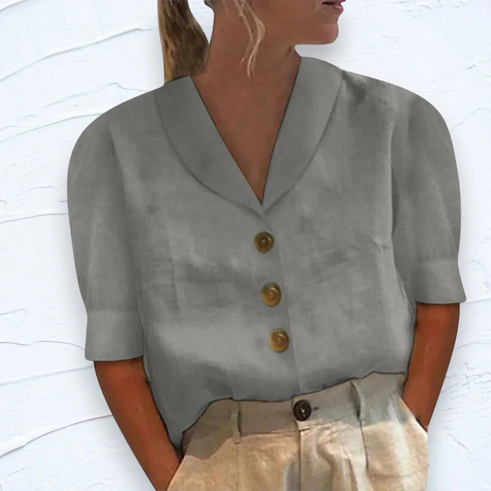 Camicia in Lino Donna | Maniche Corte | Traspirante e Leggera