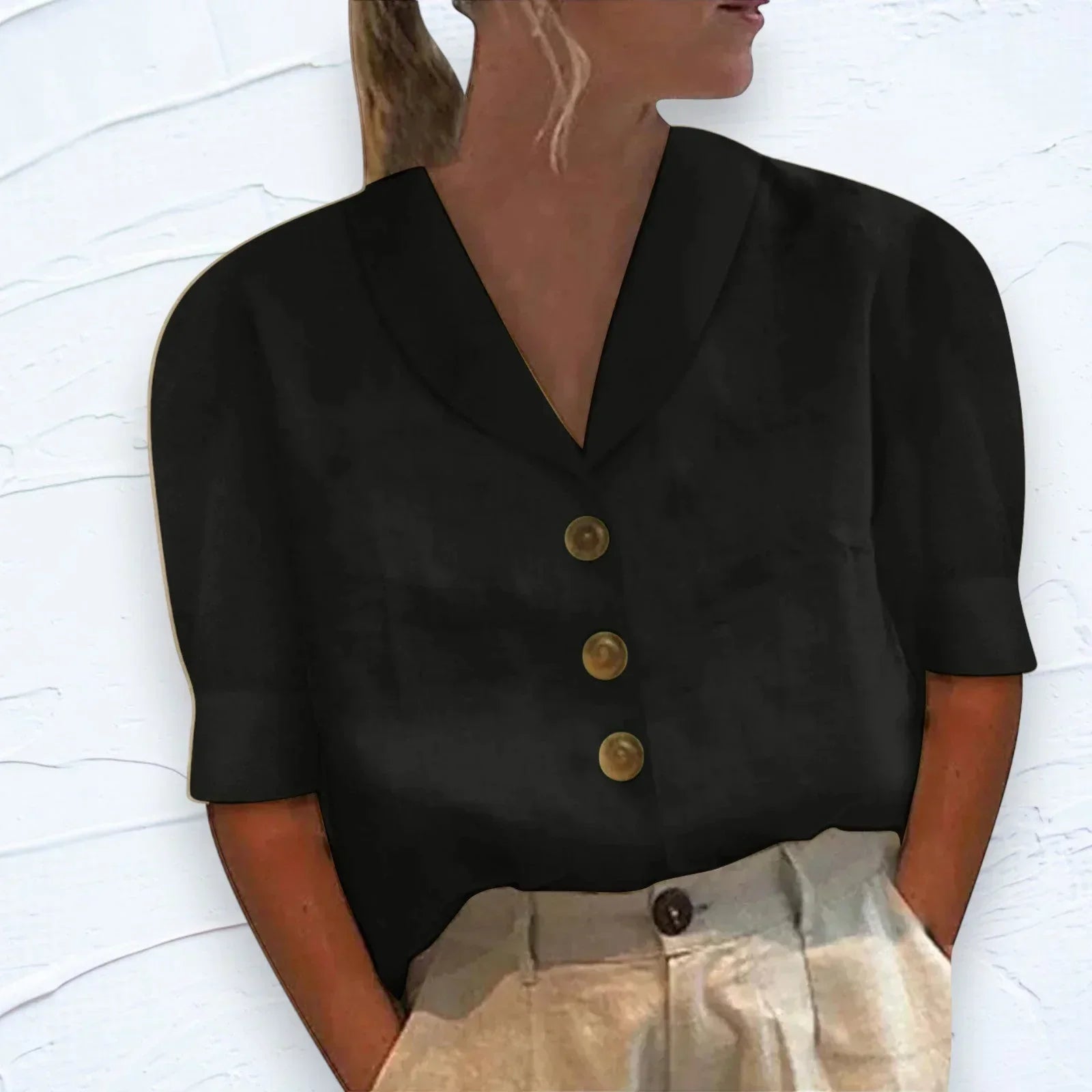 Camicia in Lino Donna | Maniche Corte | Traspirante e Leggera