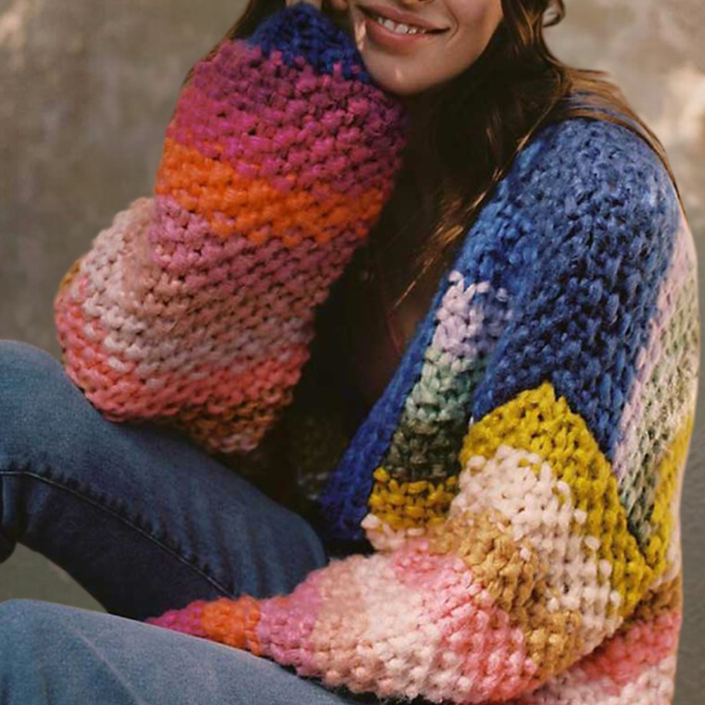 Cardigan Arcobaleno | Oversize e Morbido | Stile Unico e Vivace