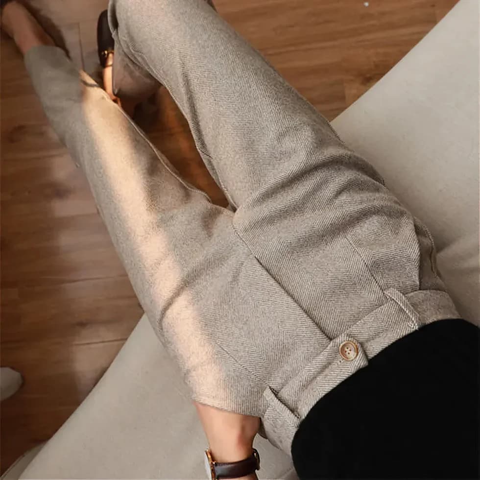 Pantaloni a Spina di Pesce Eleganti