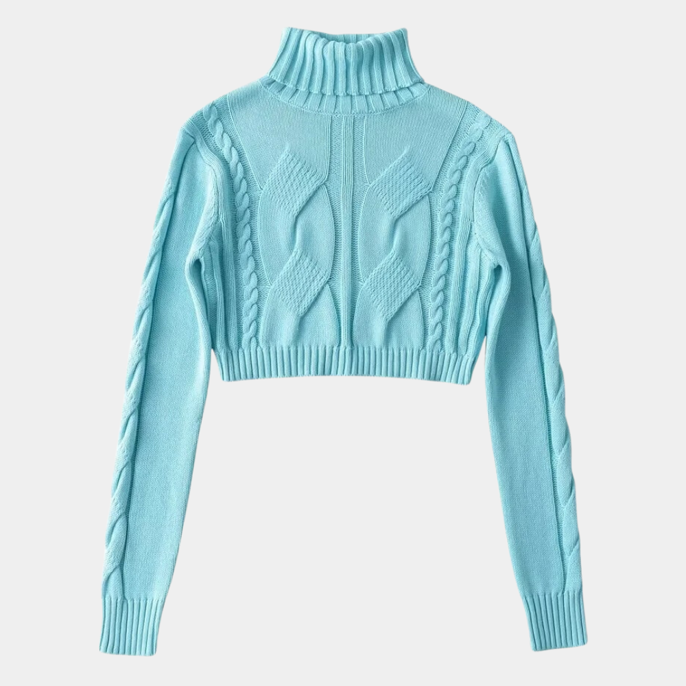 Maglione Cropped a Collo Alto | Lavorato a Treccia | Elegante e Trendy