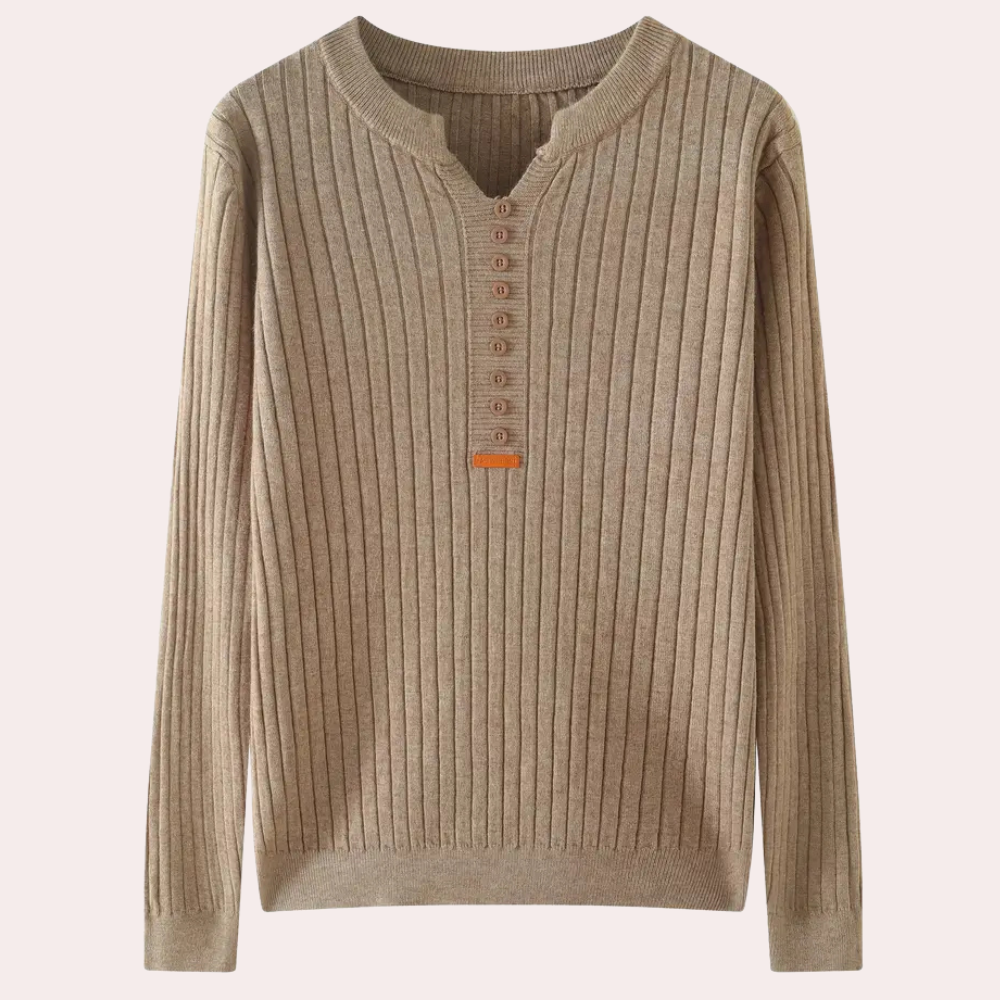Maglione Donna | Lavorazione a Coste | Scollo a V con Bottoni