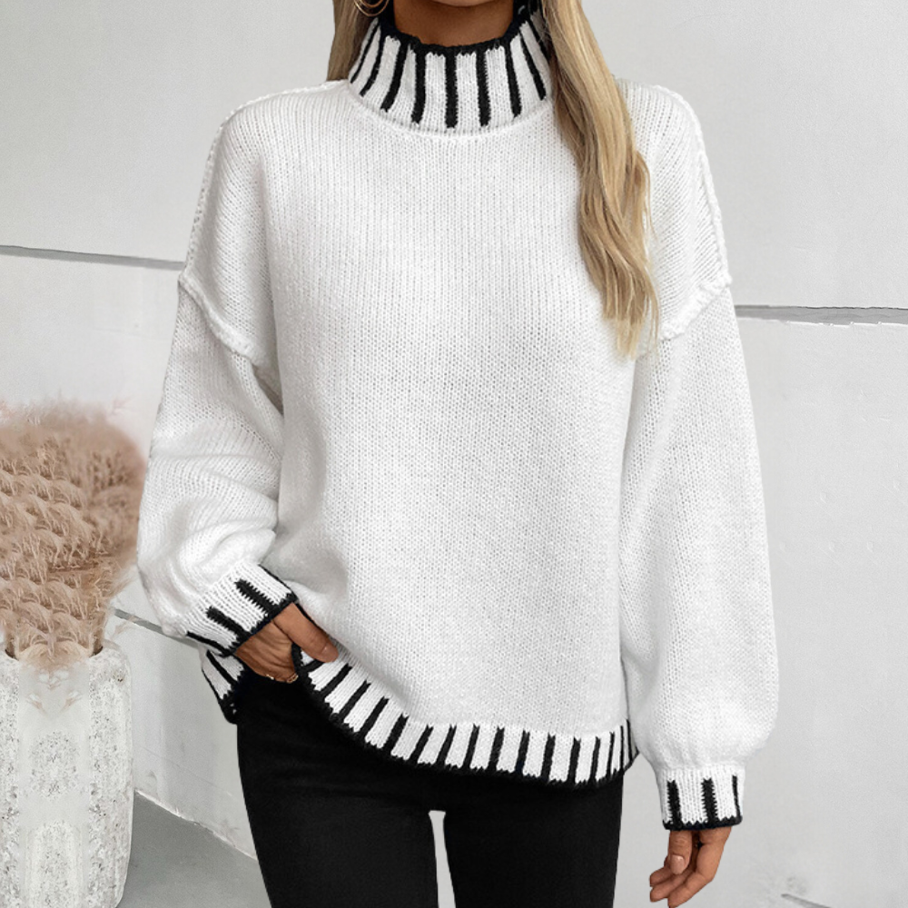 Maglione a Collo Alto a Contrasto | Morbido e Chic | Perfetto per l’Inverno