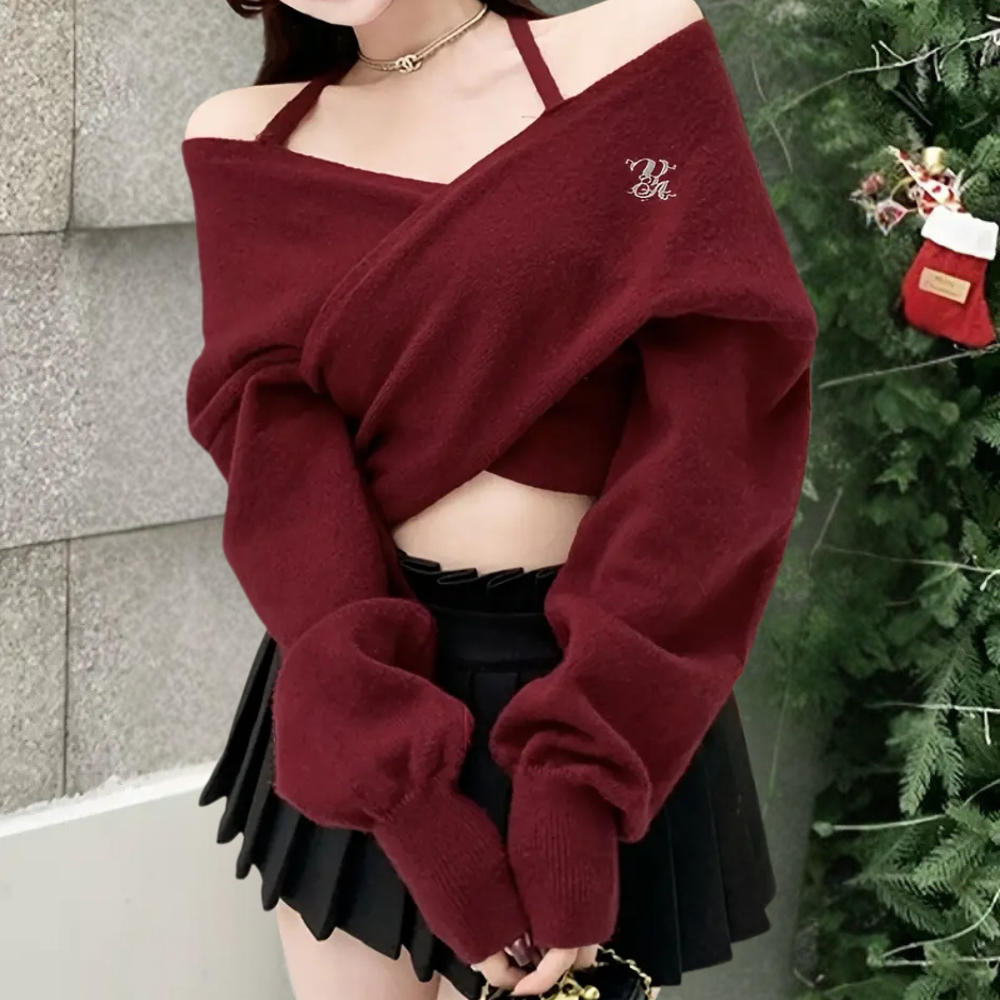 Maglione a Spalle Scoperte | Lavorato a Maglia | Sensuale e di Tendenza