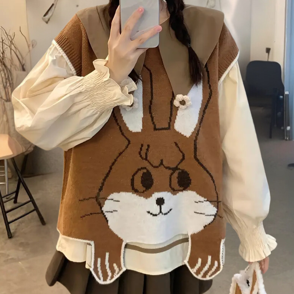 Gilet Kawaii Donna | Design Coniglio | Morbido e Divertente