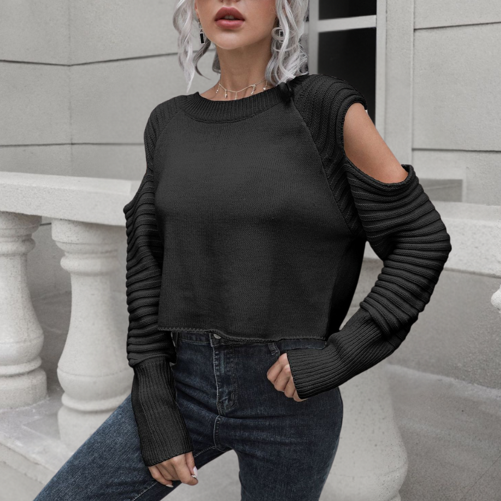 Maglione Corto con Spalle Scoperte | Trendy e Femminile | Perfetto per Look Moderni