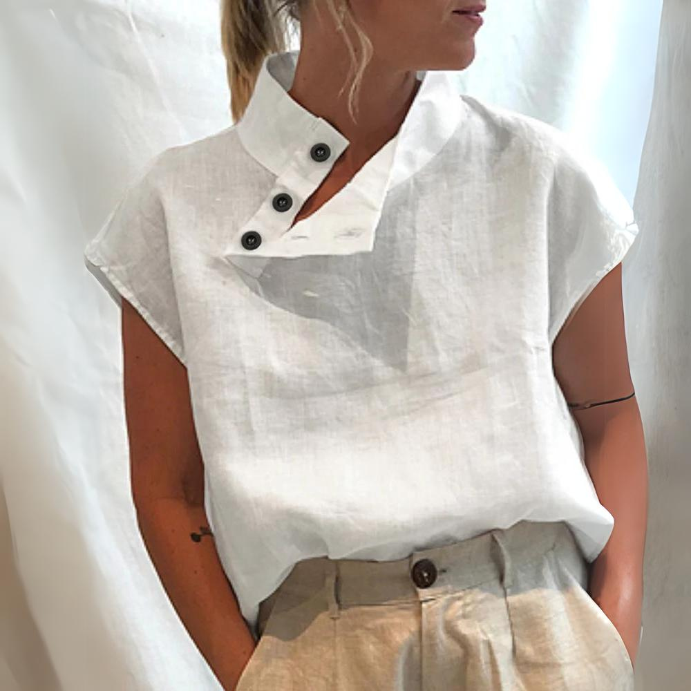 Top Collo Alto Donna | Lino Misto | Leggero ed Elegante